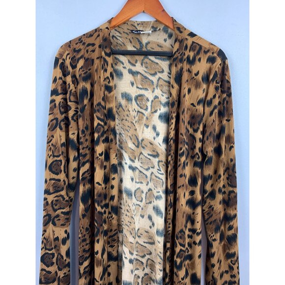 Susan Lucci Animal Print Womens Cardigan With Tie Waist M - Picture 2 of 3